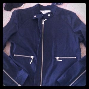 Navy moto-style jacket
